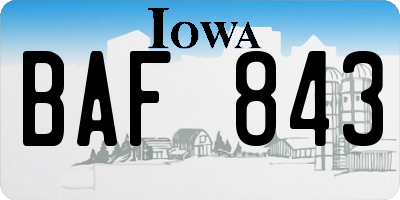 IA license plate BAF843