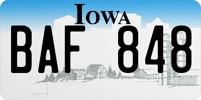 IA license plate BAF848