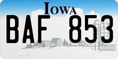 IA license plate BAF853