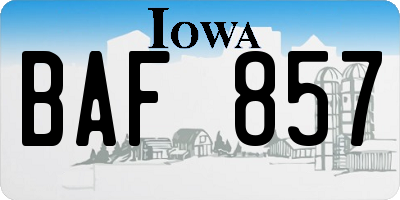 IA license plate BAF857