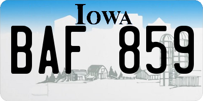 IA license plate BAF859