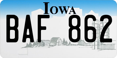 IA license plate BAF862