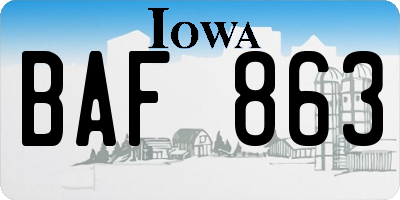 IA license plate BAF863