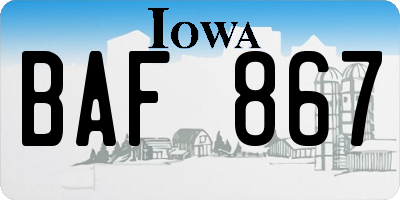 IA license plate BAF867