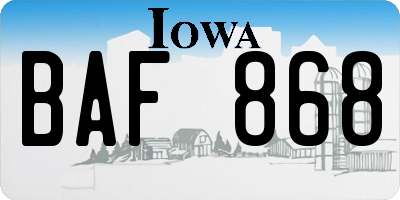 IA license plate BAF868