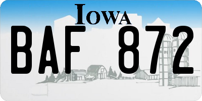 IA license plate BAF872