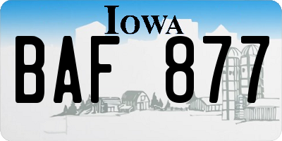 IA license plate BAF877