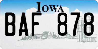 IA license plate BAF878