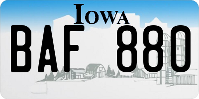 IA license plate BAF880