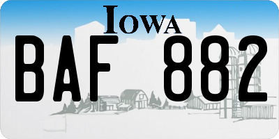 IA license plate BAF882