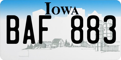 IA license plate BAF883
