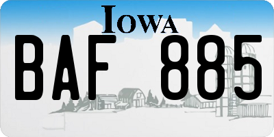 IA license plate BAF885