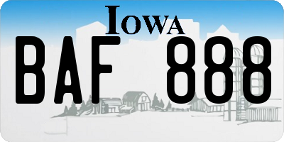 IA license plate BAF888
