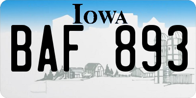 IA license plate BAF893