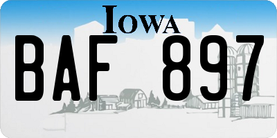 IA license plate BAF897