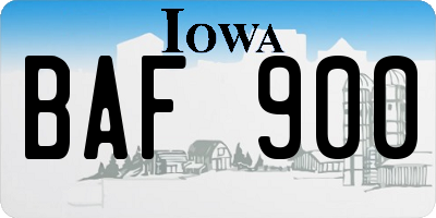 IA license plate BAF900