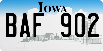 IA license plate BAF902