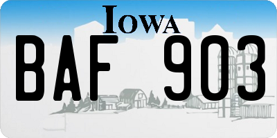 IA license plate BAF903