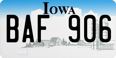 IA license plate BAF906