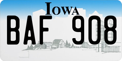 IA license plate BAF908