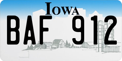 IA license plate BAF912