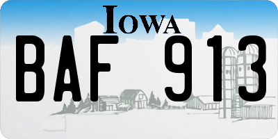 IA license plate BAF913