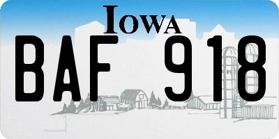 IA license plate BAF918