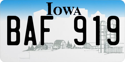 IA license plate BAF919