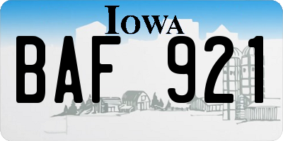 IA license plate BAF921