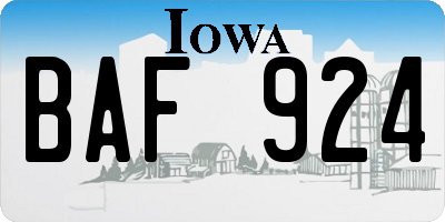 IA license plate BAF924