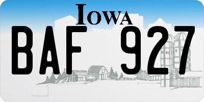 IA license plate BAF927