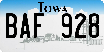 IA license plate BAF928