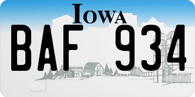 IA license plate BAF934