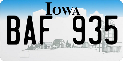 IA license plate BAF935