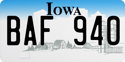 IA license plate BAF940