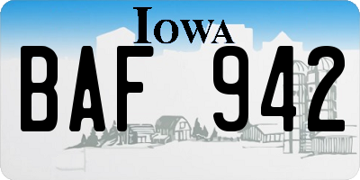IA license plate BAF942
