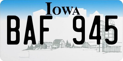 IA license plate BAF945
