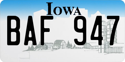 IA license plate BAF947