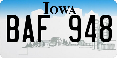 IA license plate BAF948