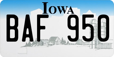 IA license plate BAF950