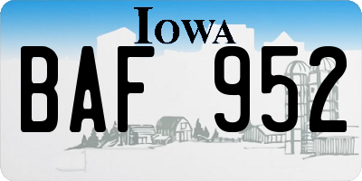 IA license plate BAF952