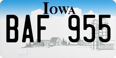 IA license plate BAF955