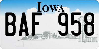 IA license plate BAF958
