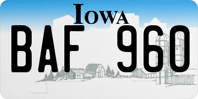 IA license plate BAF960