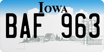 IA license plate BAF963