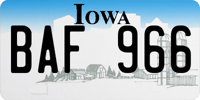 IA license plate BAF966