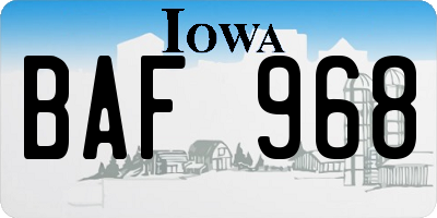 IA license plate BAF968