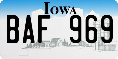 IA license plate BAF969