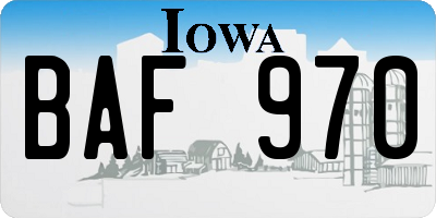 IA license plate BAF970