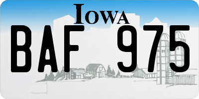 IA license plate BAF975